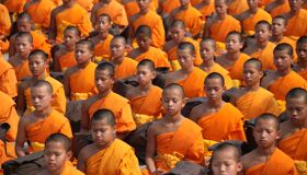 Buddhist Monks praying in Thailand